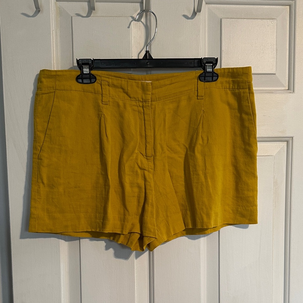 LOFT Mustard Yellow Linen Blend Women's Shorts